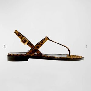 Manolo Blahnik Hata Leopard Thong Slingback Sandals
